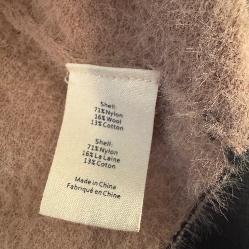 Lagence Women's camel and Black fuzzy Cardigan Sweater. - Picture 10 of 12